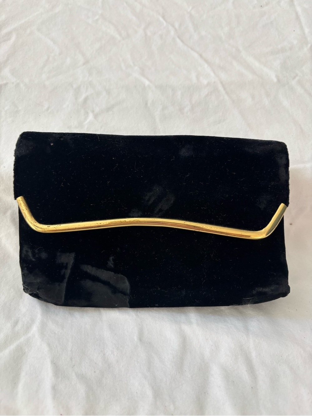 Vintage British Made Black Velvet Clutch